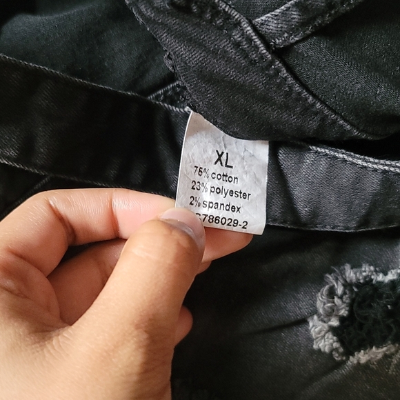 New Black denim distressed jumpsuit overalls size Small - Picture 7 of 7